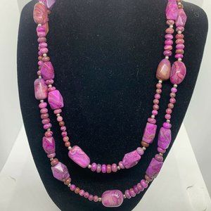 Sally C Treasures Sterling Silver & Purple Agate Stone Necklace Double Strand